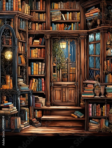 Quaint Bookshops: Captivating Literary Wall Art © Michael