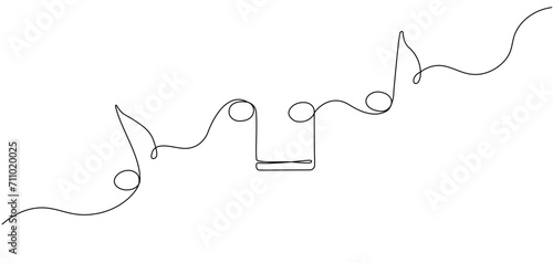 Concept of abstract lines of musical notes in simple linear style. Continuous line icon. Editable stroke. Vector illustration.