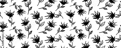 Seamless cute floral vector pattern background. Flower pattern on white background © Vitalii