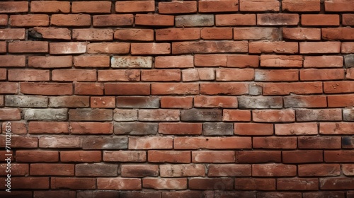 Closeup of Detailed Old Red Brick Wall Texture AI Generated