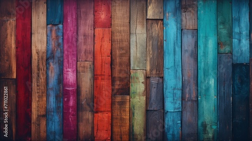 Colorful Grunge Wood Background AI Generated