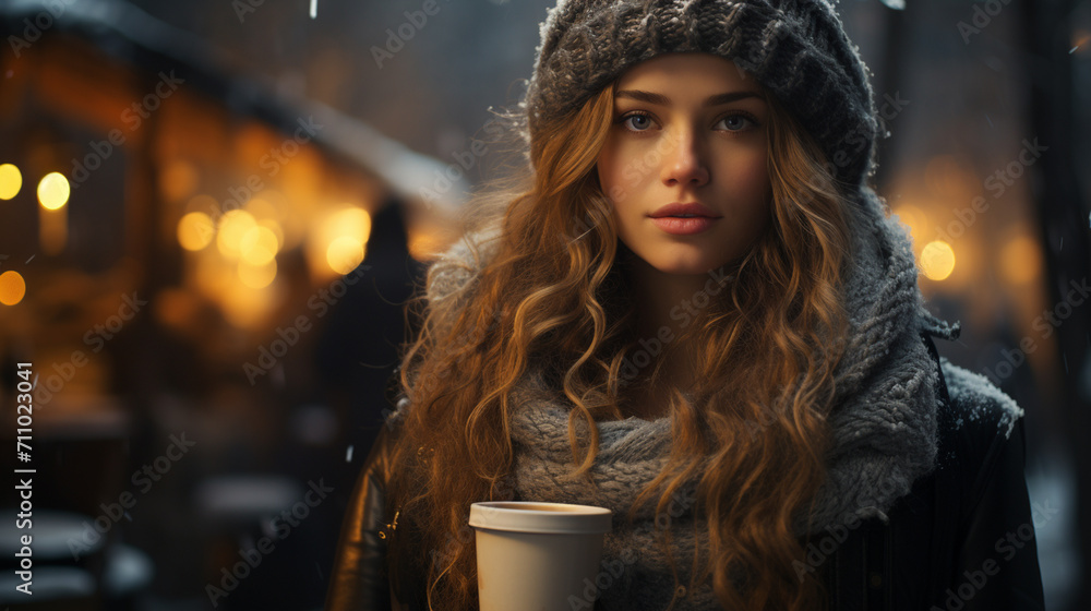 beautiful girl on the background of cars in winter beautiful girl on the background of cars in winter
