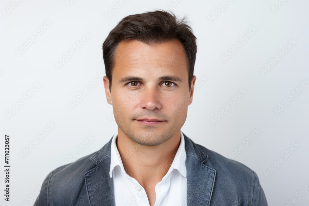 Portrait of a handsome young man looking at camera on grey background Portrait of a handsome young man looking at camera on grey background