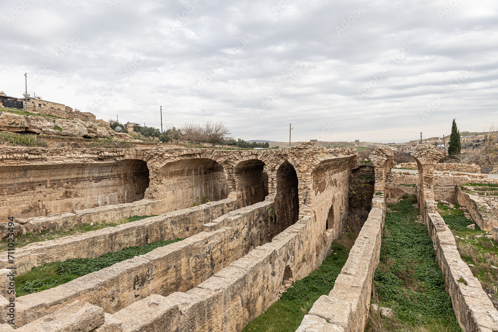 Dara Ancient City. Dara aqueducts, tare cisterns. Ancient Water Channels in the Ancient City of Dara in Mardin, Turkey.