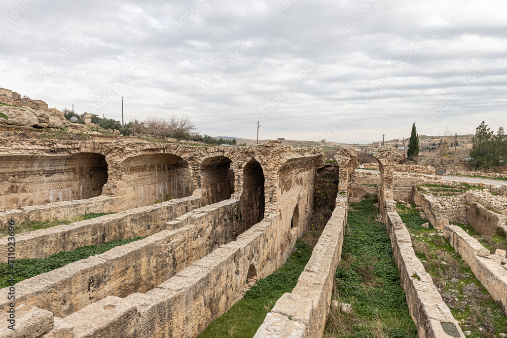 Dara Ancient City. Dara aqueducts, tare cisterns. Ancient Water Channels in the Ancient City of Dara in Mardin, Turkey.