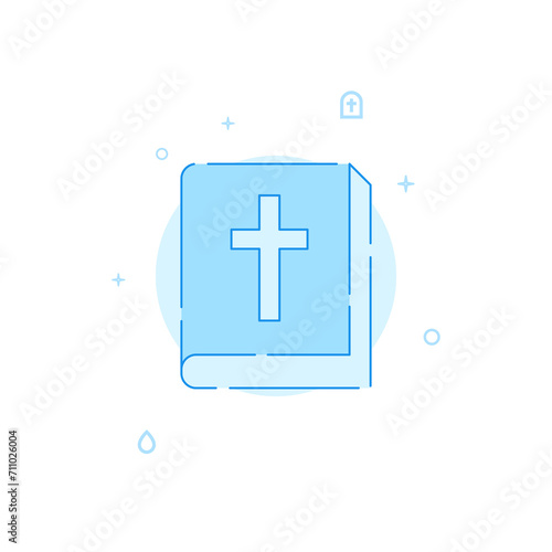 Bible, holy scripture flat vector icon. Filled line style. Blue monochrome design. Editable stroke