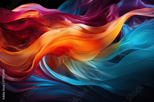 Abstract background with bright colored gradient wavy lines. Generated by artificial intelligence