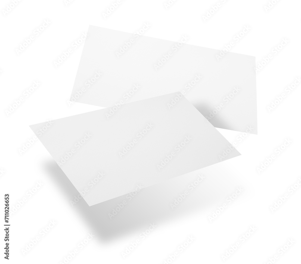 Blank business cards in air on white background. Mockup for design Blank business cards in air on white background. Mockup for design