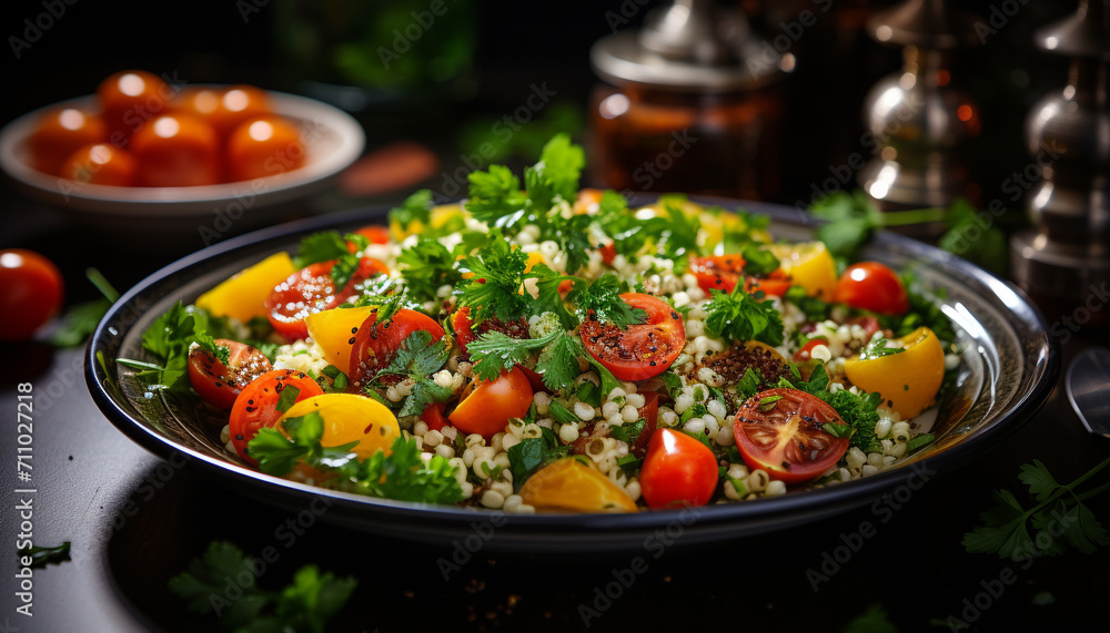 Freshness and healthy eating on a gourmet plate generated by AI Freshness and healthy eating on a gourmet plate generated by AI