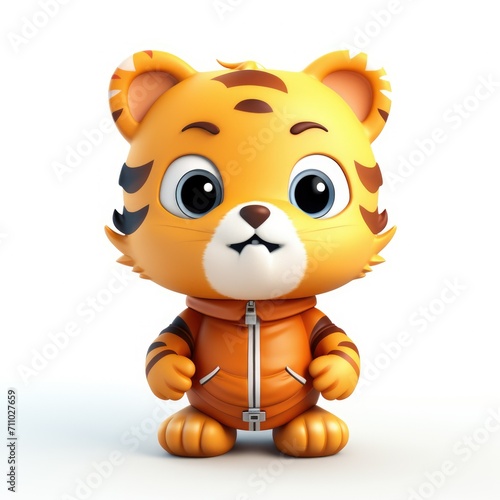 Tiger 3d cute character modern illustration on white background