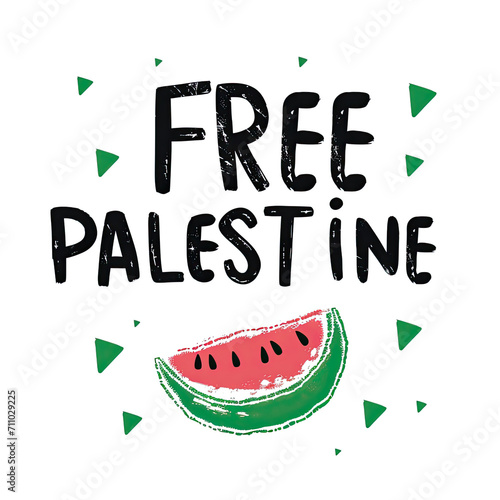 Free Palestine Text Vector Illustration, Watermelon Symbol
