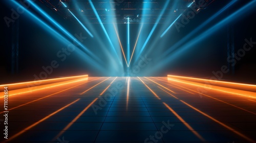 Stage light background with spotlight illuminated the stage for entertainment show, event, concert. Stage lighting. 