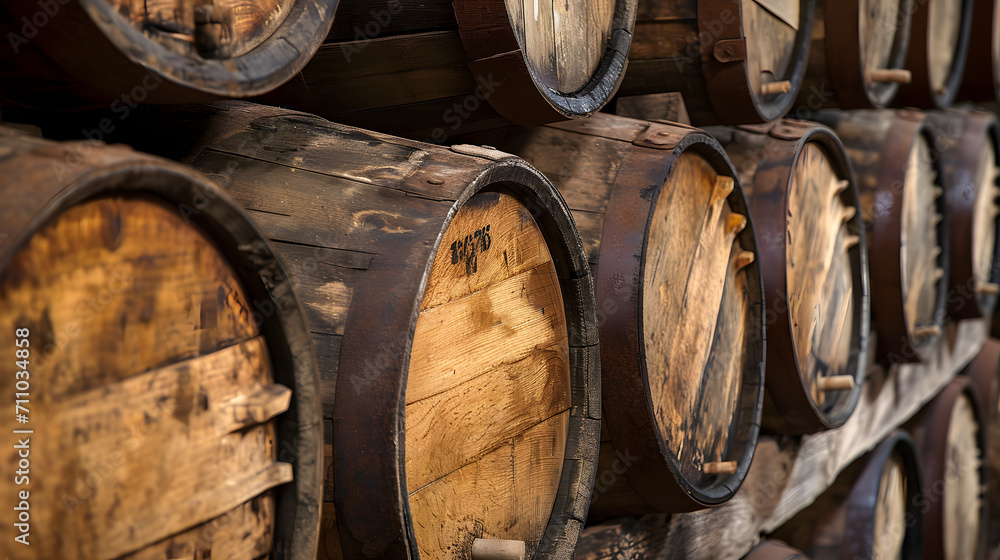 Old barrels with wine Old barrels with wine