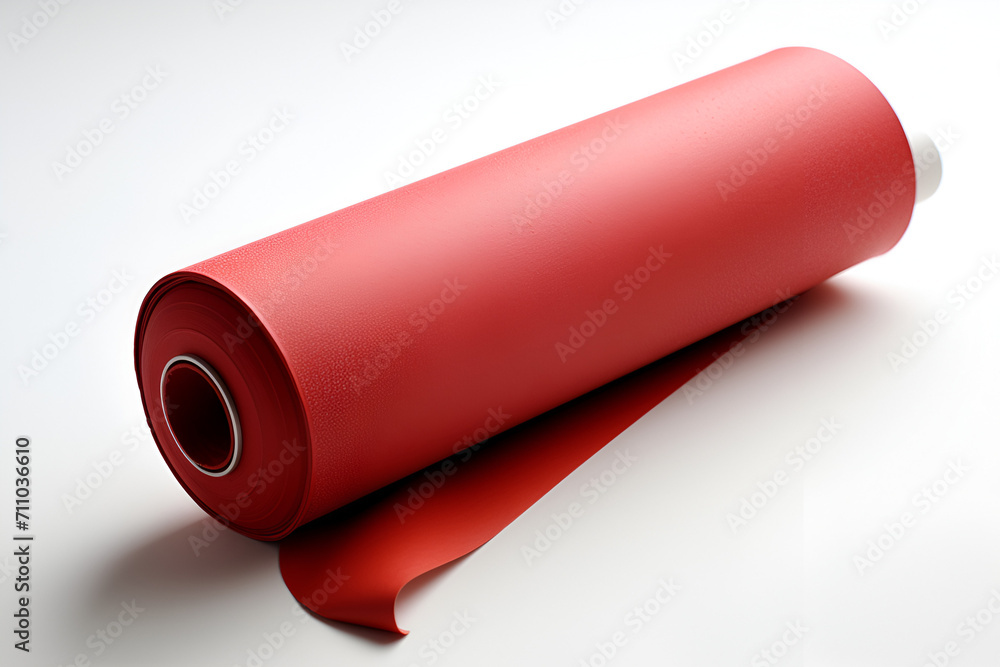 Roll of red paper on the white Roll of red paper on the white