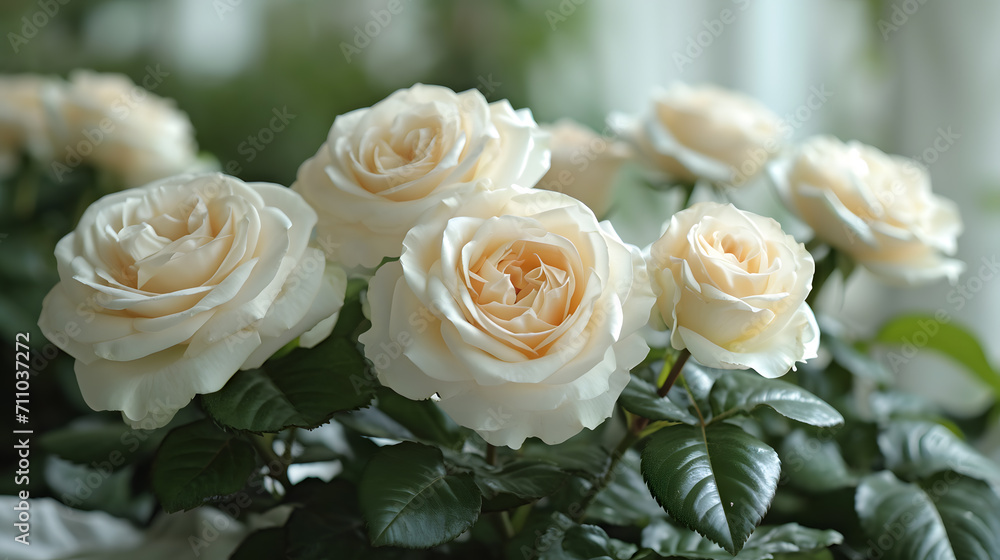 Obraz premium Elegant Roses on Pristine White for Serene Mornings