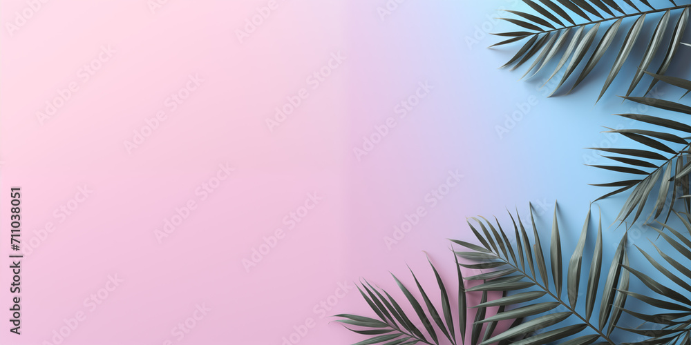gentle background with palm leaves.  copy space