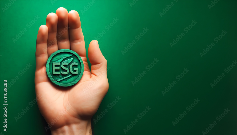 ESG icon concept  for environmental, social, and governance in sustainable and ethical business on the Network. Generative AI. - obrazy, fototapety, plakaty 