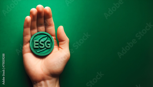 ESG icon concept  for environmental, social, and governance in sustainable and ethical business on the Network. Generative AI. photo