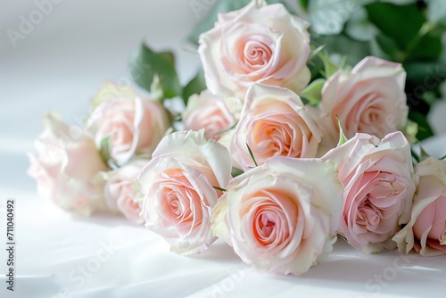 Elegant Roses on Pristine White for Serene Mornings