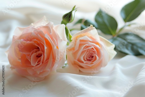 Elegant Roses on Pristine White for Serene Mornings