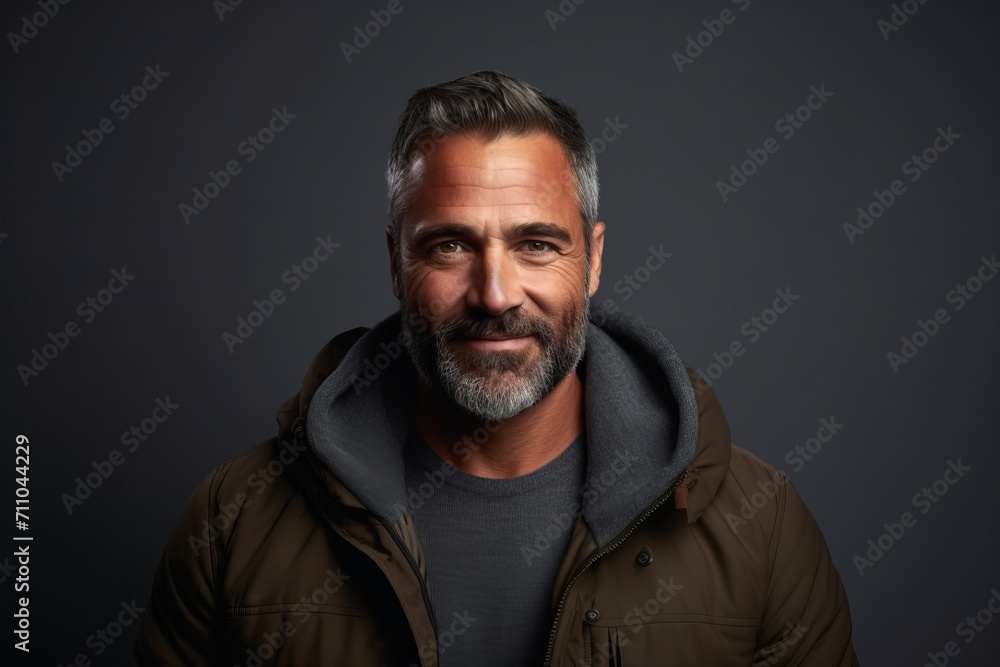 Portrait of a handsome middle-aged man in a warm jacket.