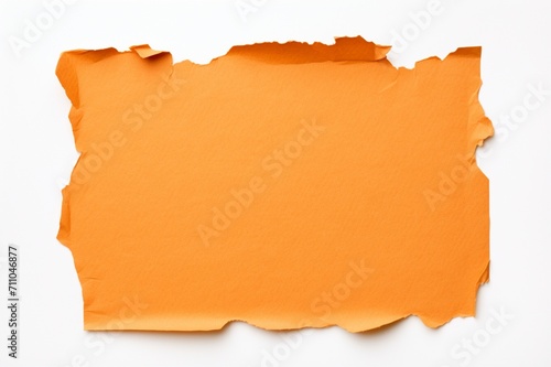 a orange cardboard paper torn isolated on a white background