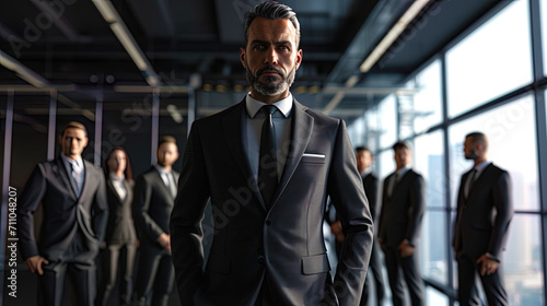 Dressed in a sharp power suit, the 50yearold senior executive stands tall, confidently steering a