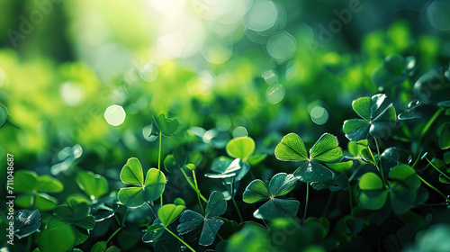 Green clover leaves create a tranquil environment, leaving room for text to convey a meaningful me