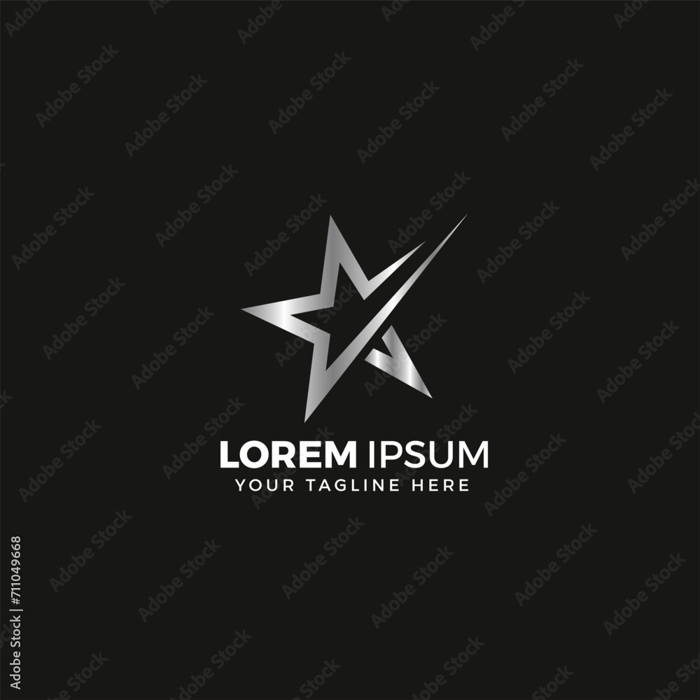 Fototapeta premium Star logo Silver, vector illustration, elegant, with black background color