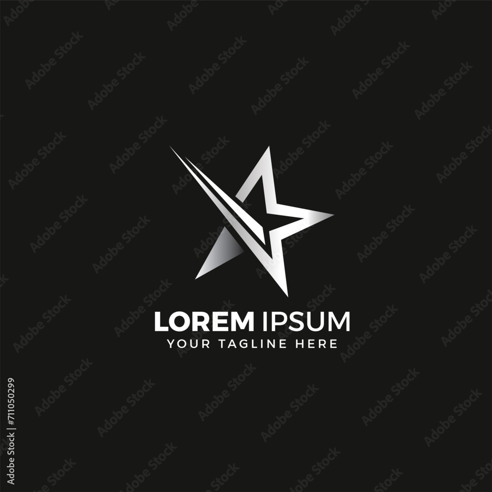 Star logo Silver, vector illustration, elegant, with black background color Star logo Silver, vector illustration, elegant, with black background color