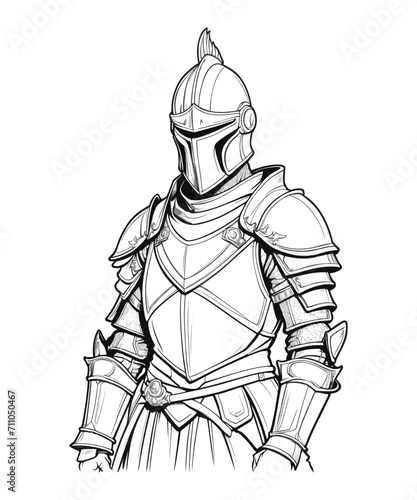 Knight's Valor: Stoic Warrior in Medieval Armor. Unleash the Spirit of Chivalry with this Bold Illustration