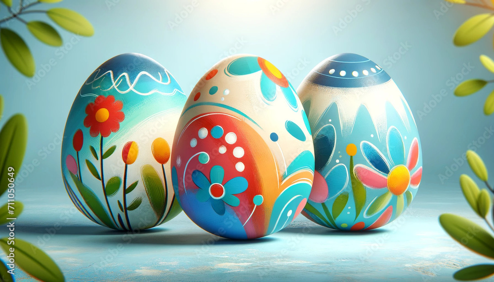 Fototapeta premium colorful easter eggs, generative AI