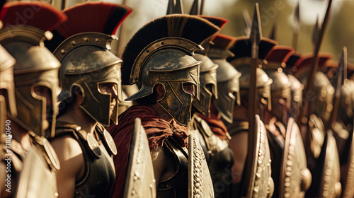 The Spartan army, draped in distinctive armor, moves with a synchronized rhythm, embodying the ess photo