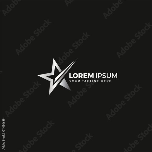 Star logo Silver  vector illustration  elegant  with black background color