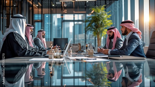 arab businessmen meeting in an office