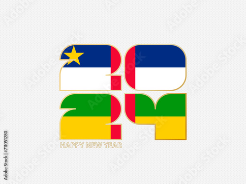 Abstract numbers 2024 with flag of Central African Republic.