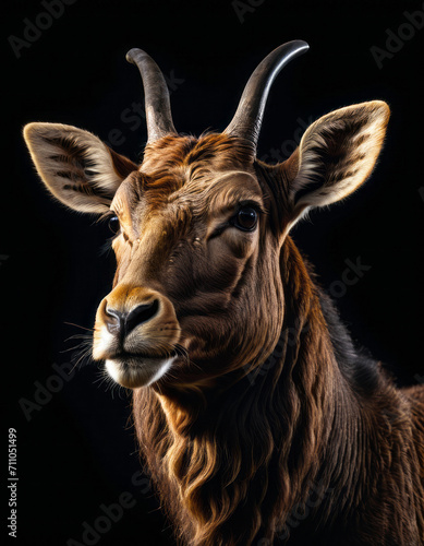 animal close up portrait on dark background