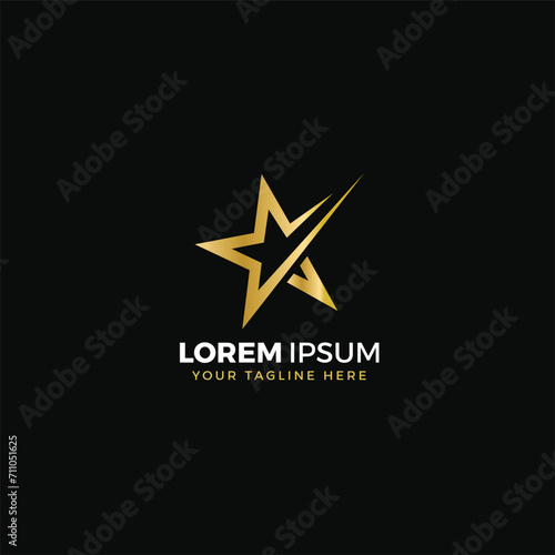 Star logo gold  vector illustration  elegant  with black background color