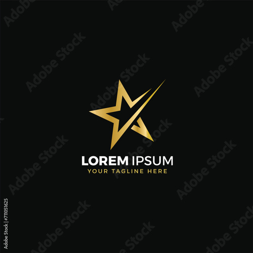Star logo gold, vector illustration, elegant, with black background color