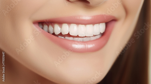 Close-Up of a Bright White Healthy Smile  Dental Care and Hygiene Concept