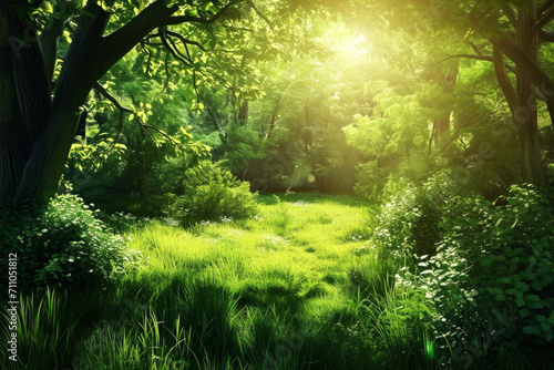 Lush Green Forest Filled With Trees, A Picturesque Natural Paradise