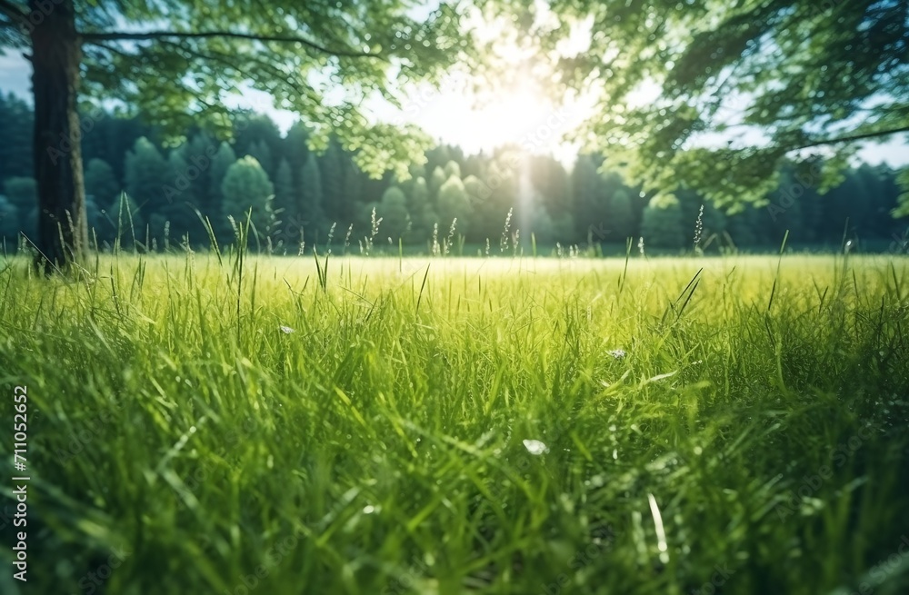 Lawn with green grass and sunshine.