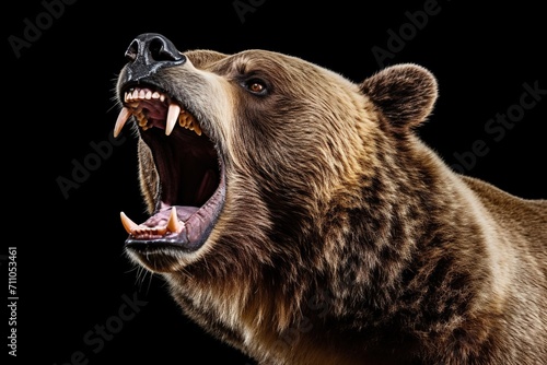Portrait of a growling grizzly bear photo