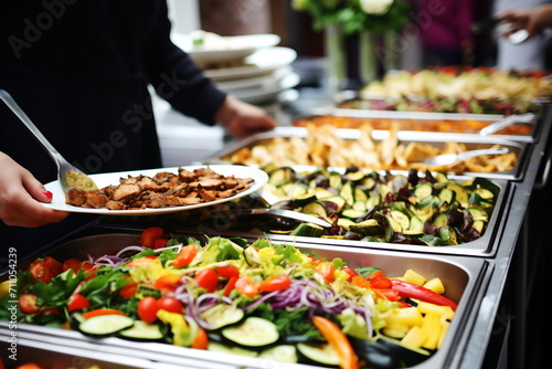 Buffet catering with various food choices photo