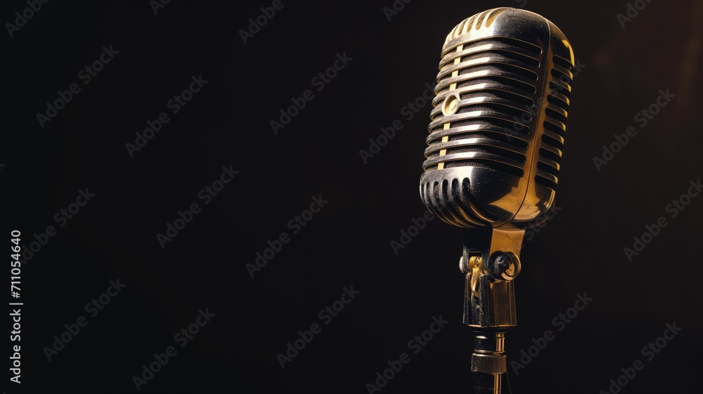 Fototapeta premium Vintage microphone on a dark background