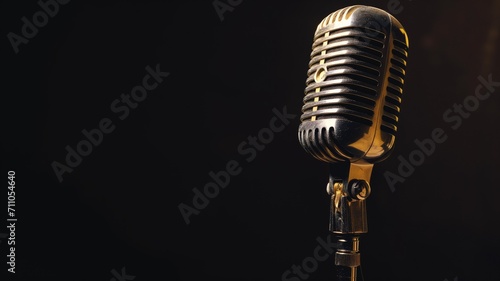 Vintage microphone on a dark background