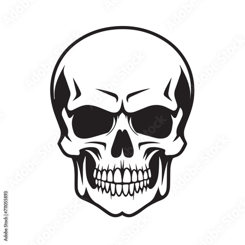 Skull in cartoon, doodle style . Image for t shirt. Isolated 2d vector illustration in logo, icon, sketch style, Eps 10, black and white. AI Generative © Alexey