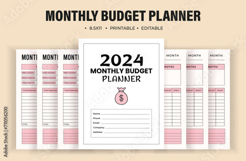 Budget monthly planner kdp interior
 photo