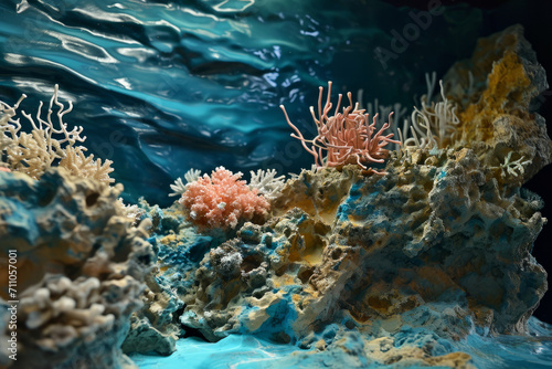 Underwater Scene With Colorful Corals and Marine Life