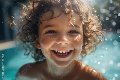 Portrait of a happy child in a swimming pool © duyina1990